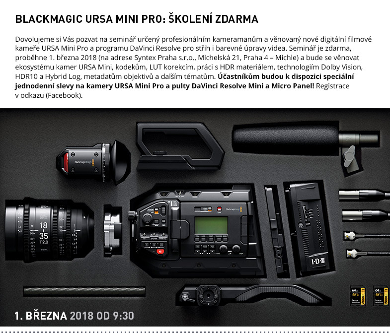 BLACKMAGIC URSA MINI PRO WORKSHOP ZDARMA