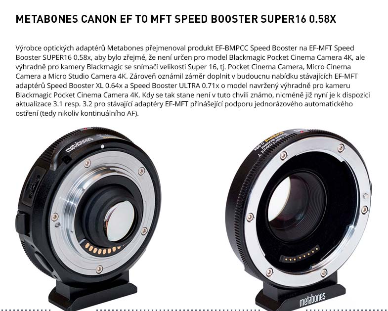 METABONES CANON EF TO MFT SPEED BOOSTER SUPER16 0.58X