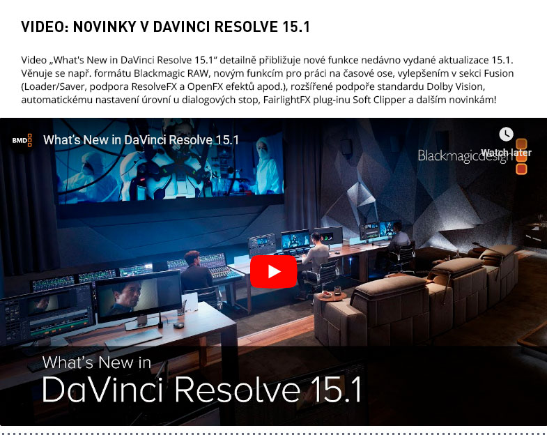 NOVINKY V DAVINCI RESOLVE 15.1